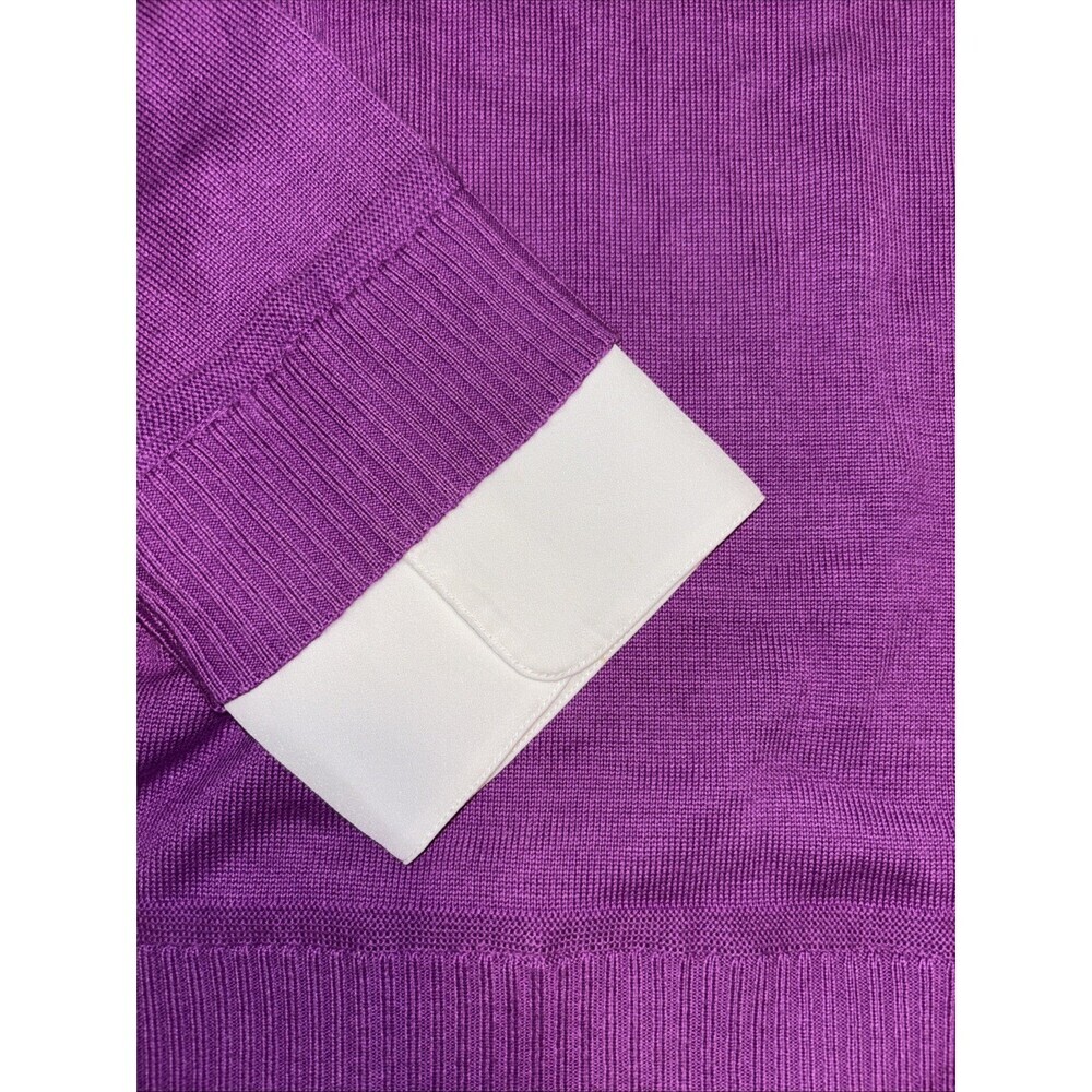 XL New Isaac Mizrahi Live Purple Sweater underlay WHITE shirt NEW Stretch - Picture 3 of 10